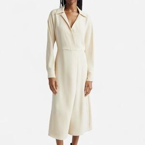 VINCE Cream Maxi Collar Shirt Dress Medium NWT